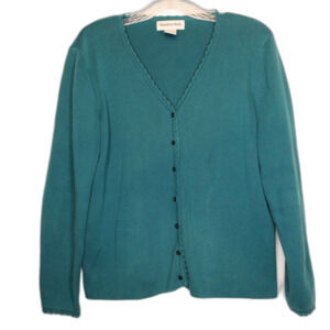 Hampshire Studio Cardigan Button Down With Lace Trimming